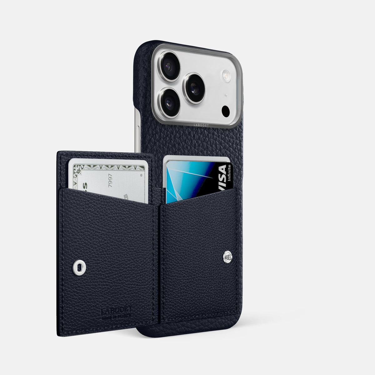 Bi-Fold Case For iPhone 18 Pro Max In Calf -2 | Marine-Steel
