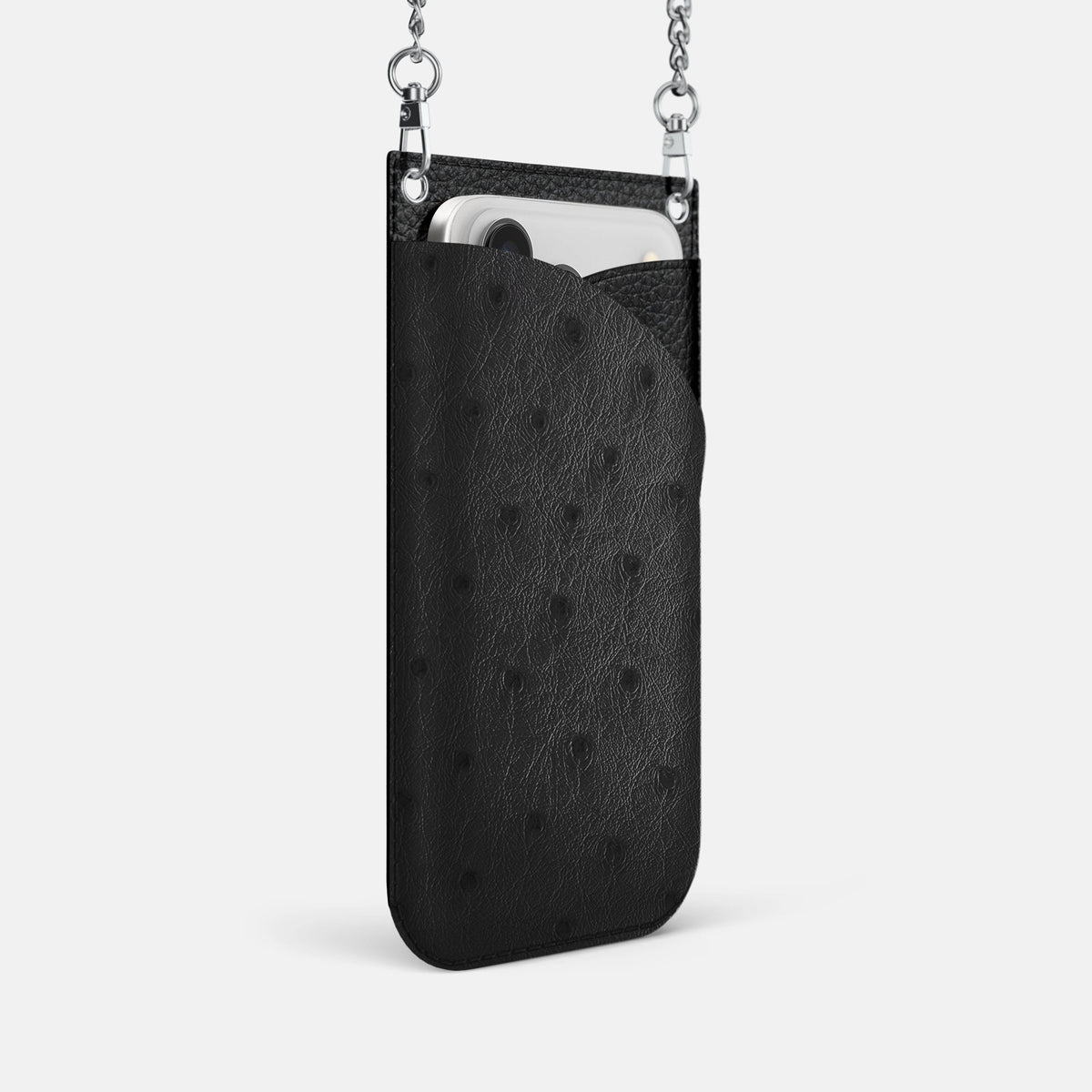 Crossbody Bag For iPhone 18 Pro In Ostrich -2 | Black-Steel