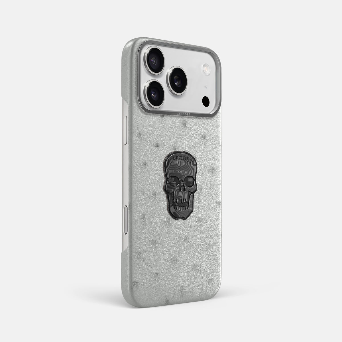 Classic Case With Carbon Skull For iPhone 17 Pro Max In Ostrich -2 | White-Steel