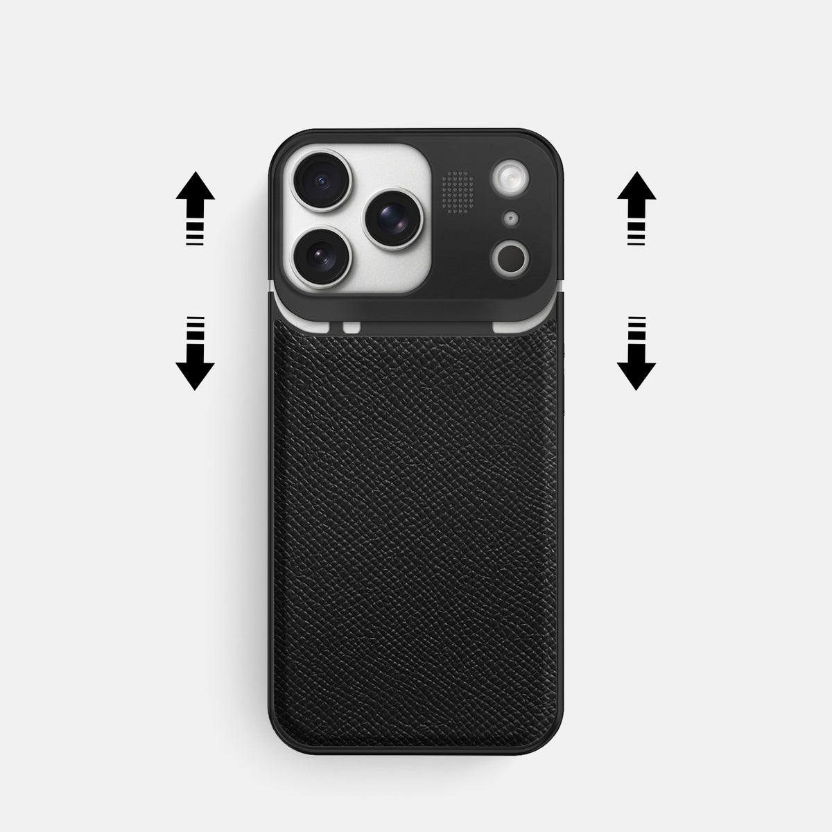 Metal Case For iPhone 17 Pro In Epsom-Style Calf -2 | Black-Black