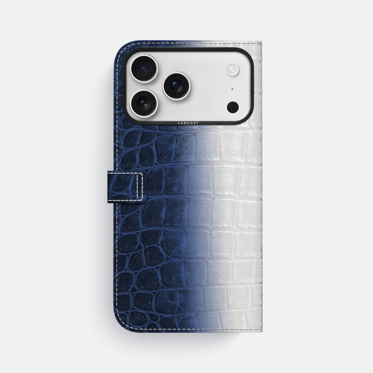 Folio Case with Clasp For iPhone 17 Pro Max In Himalayan Crocodile -3 | Navy-Blue-Black