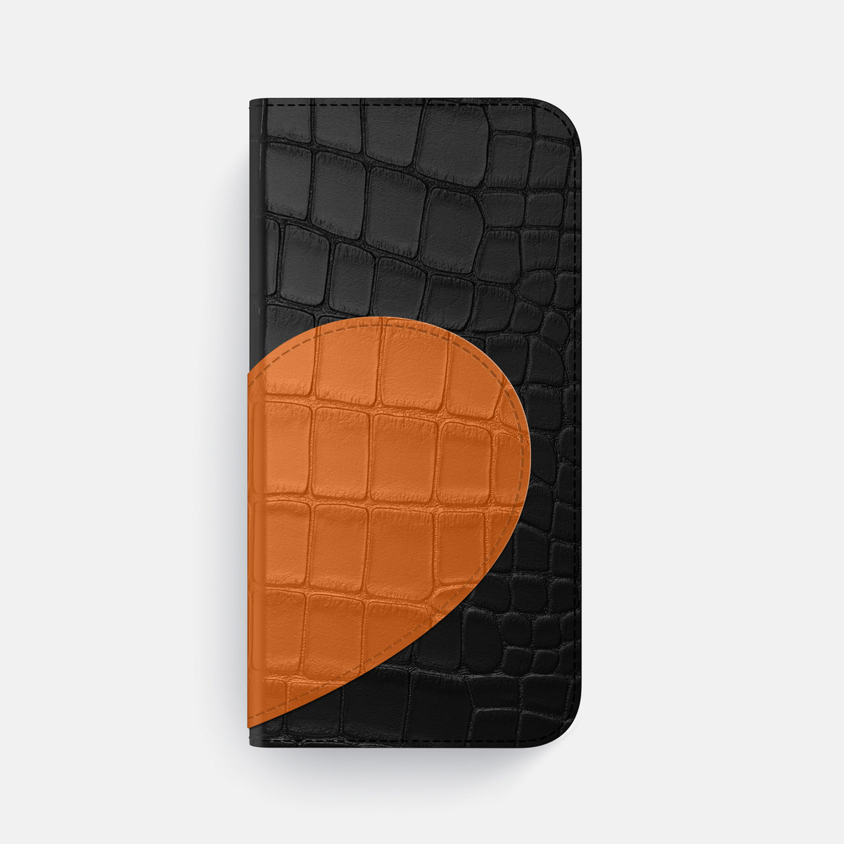 Folio Case With Heart For iPhone 17 Air In Alligator -4 | Black-Steel