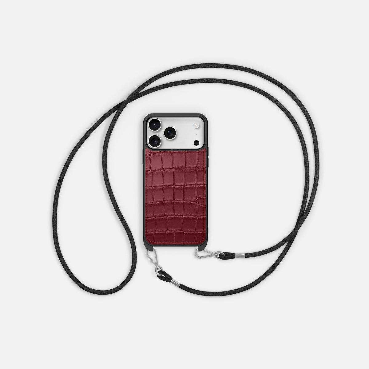 Crossbody Sport Case For iPhone 18 Pro In Alligator -5 | Burgundy