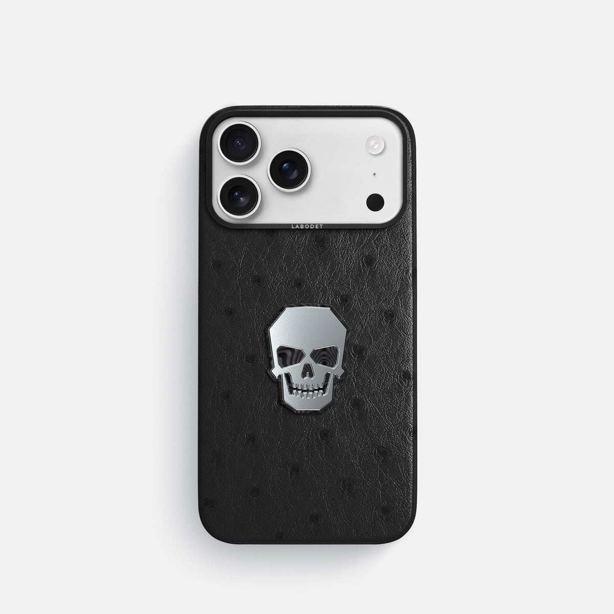 Classic Case With Titanium Skull For iPhone 18 Pro In Ostrich -1 | Black-Black