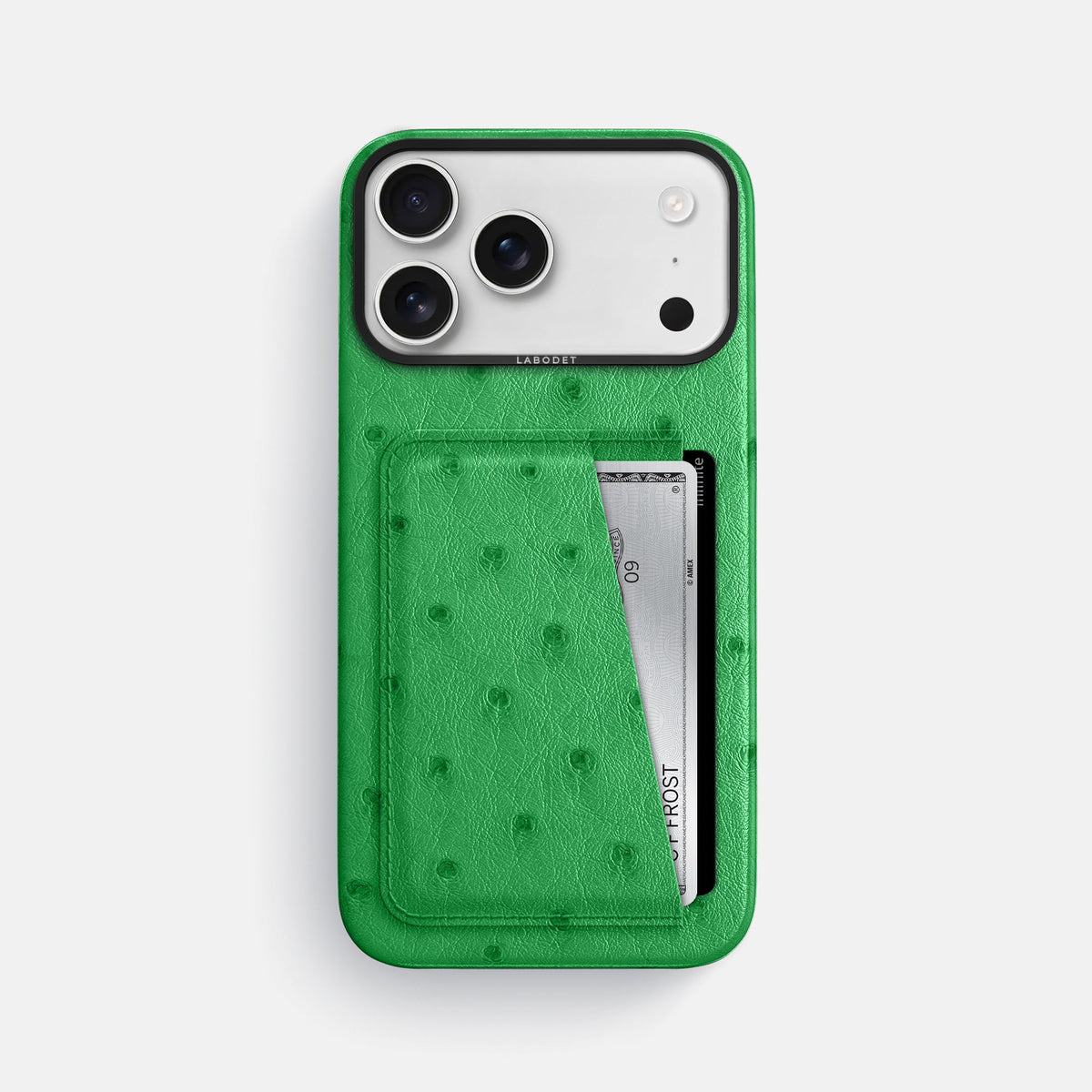 Double Card Case For iPhone 18 Pro Max In Ostrich -1 | Kentucky-Green-Black