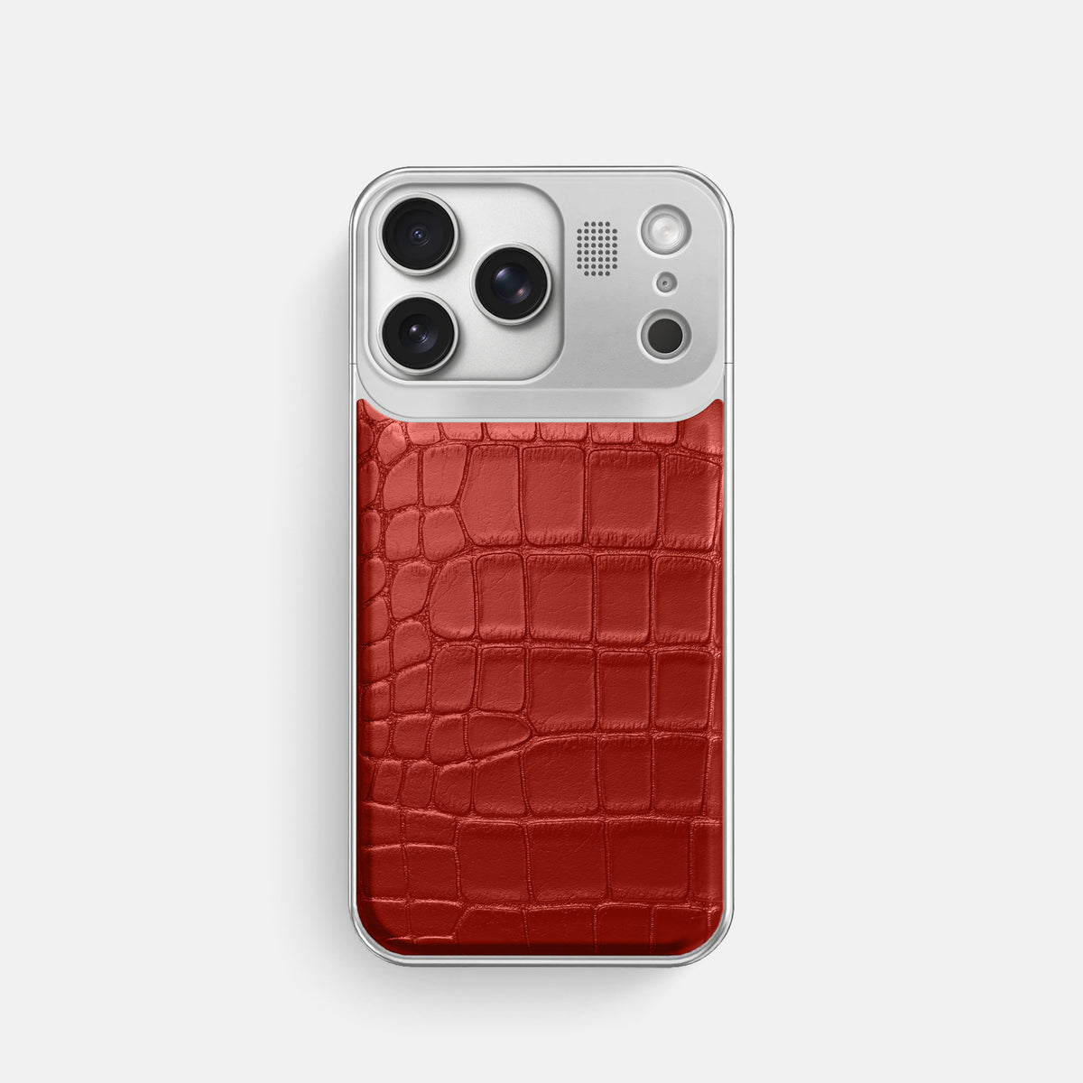 Metal Case For iPhone 17 Pro In Alligator -1 | Red-Steel
