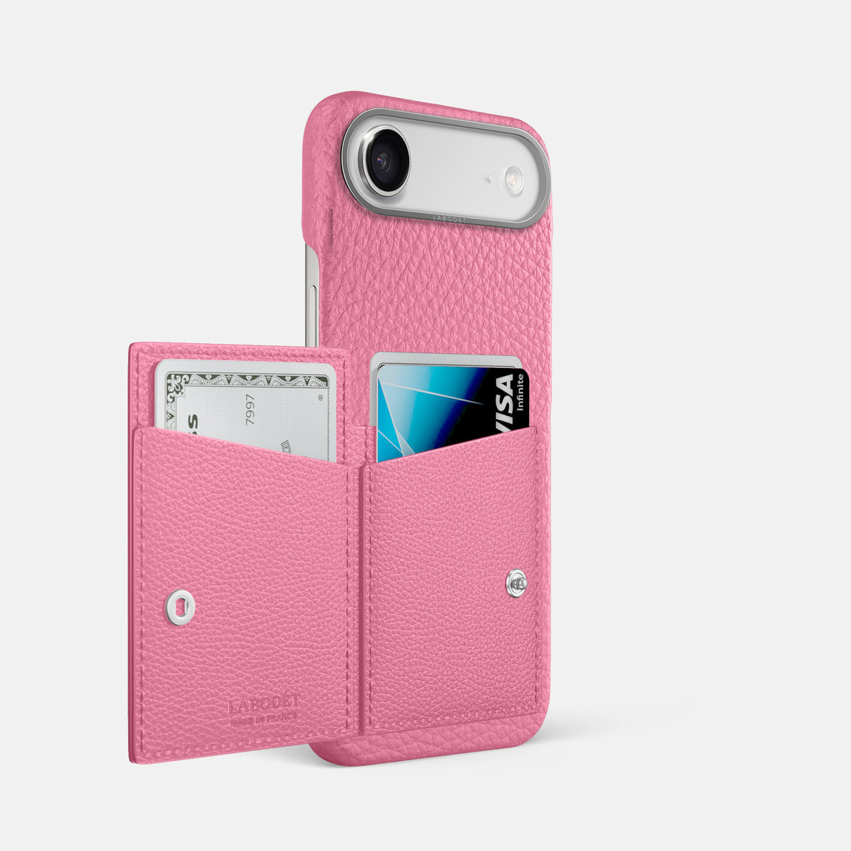 Bi-Fold Case For iPhone 17 Air In Calf -2 | Pink-Steel