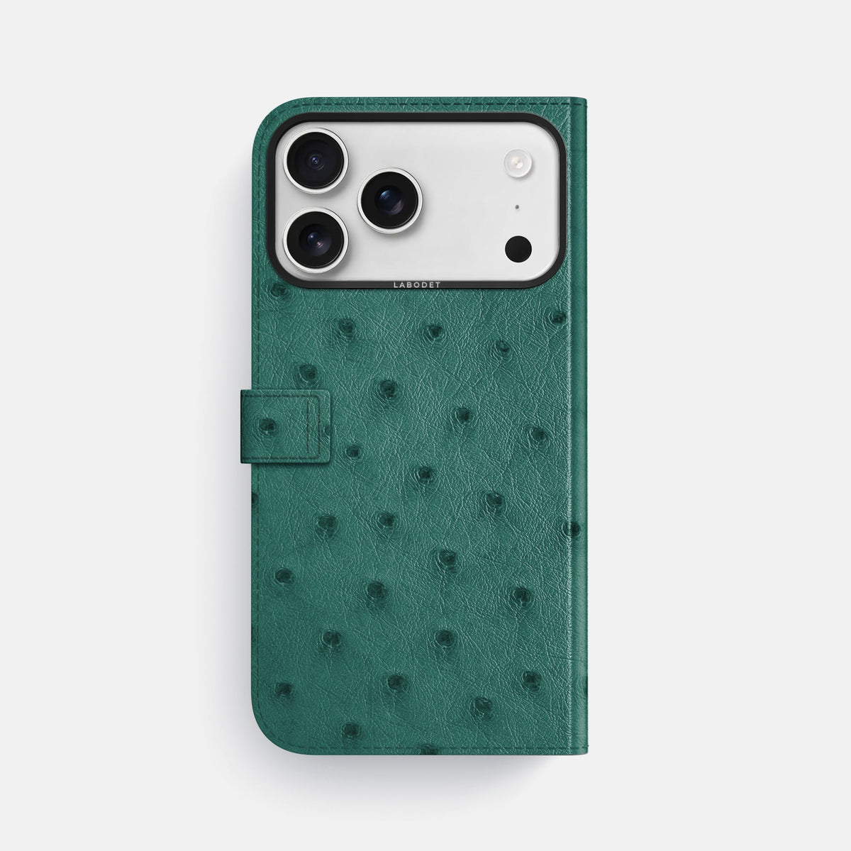 Folio Case with Clasp For iPhone 18 Pro Max In Ostrich -3 | Forest-Green-Black