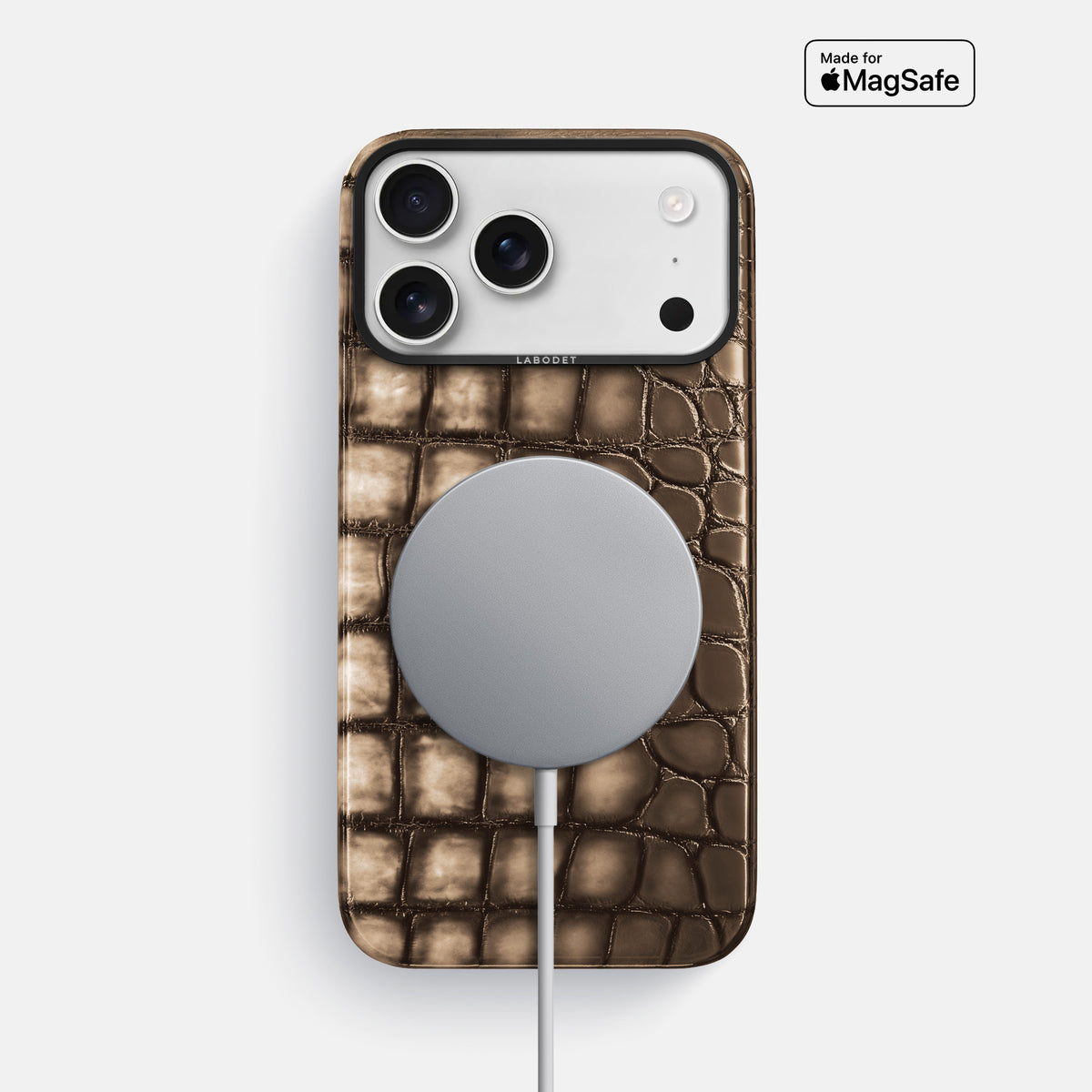 Classic Case For iPhone 17 Pro Max In Patina Alligator -5 | Etoupe-Black