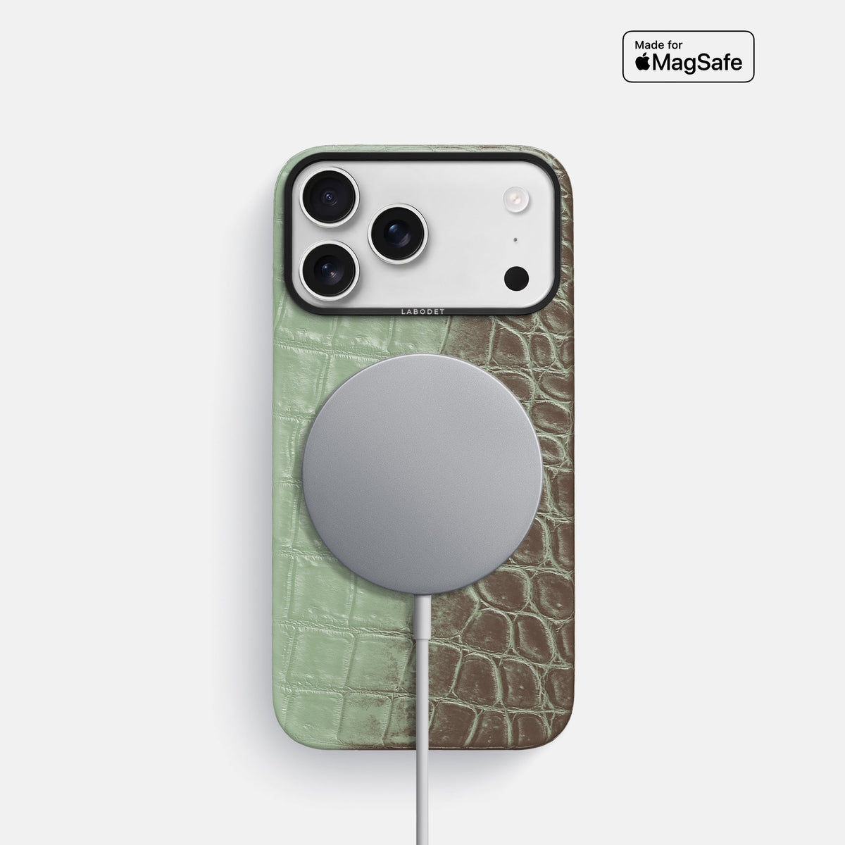Classic Case For iPhone 18 Pro In Himalayan Crocodile -4 | Pistachio-Black