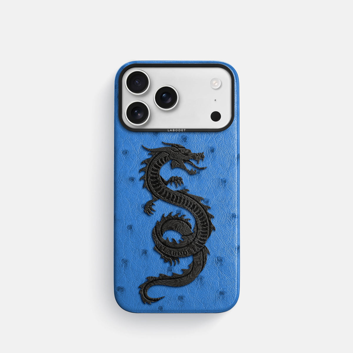 Classic Case With Carbon Dragon For iPhone 18 Pro In Ostrich -1 | Royal-Blue-Black