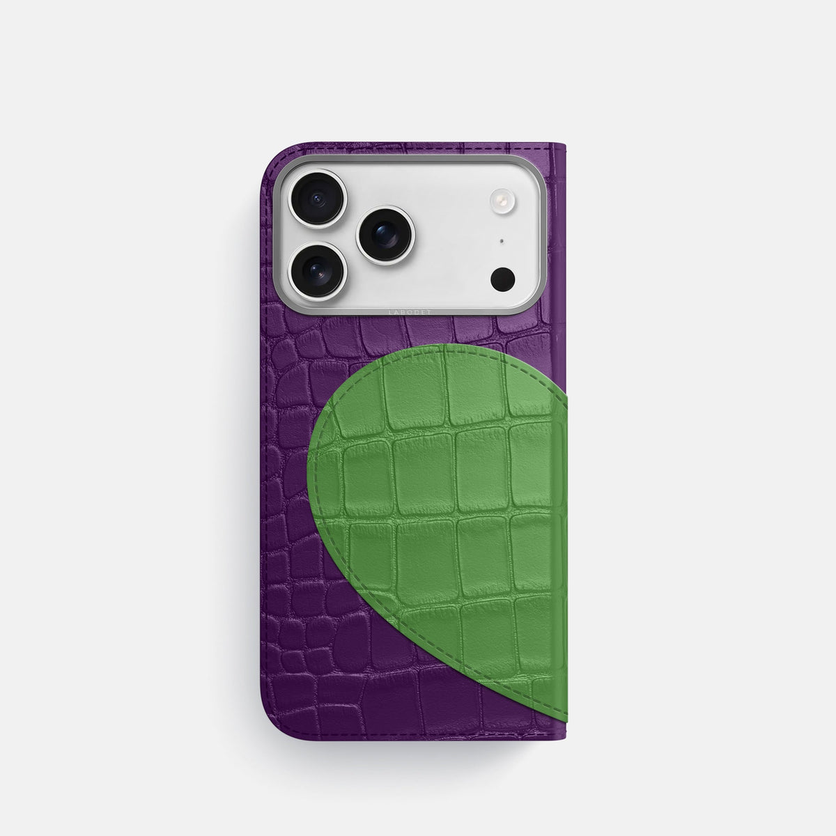 Folio Case With Heart For iPhone 18 Pro In Alligator -3 | Purple-Steel