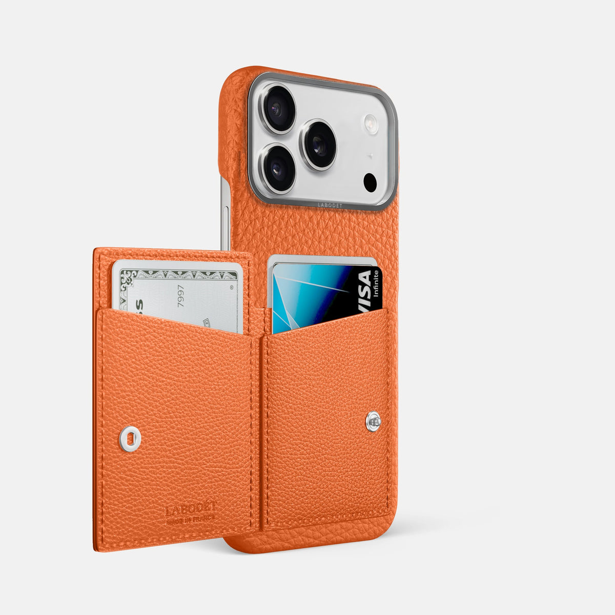 Bi-Fold Case For iPhone 18 Pro Max In Calf -2 | Orange-Steel