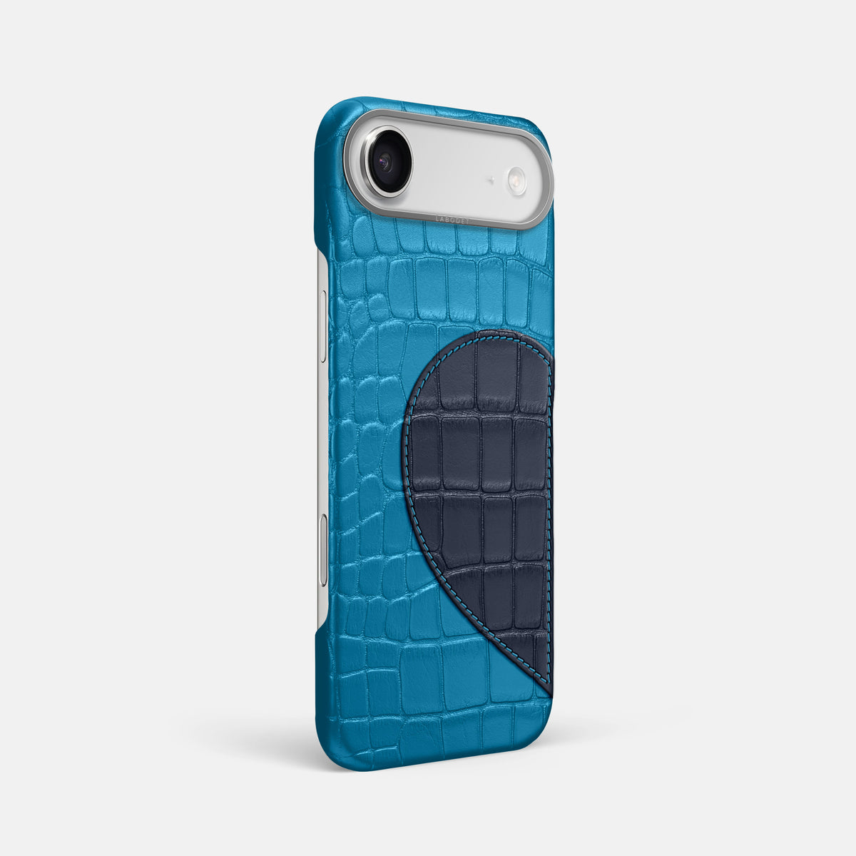Classic Case With Half Heart - Left For iPhone 17 Air In Alligator -2 | Curaçao-Blue-Steel