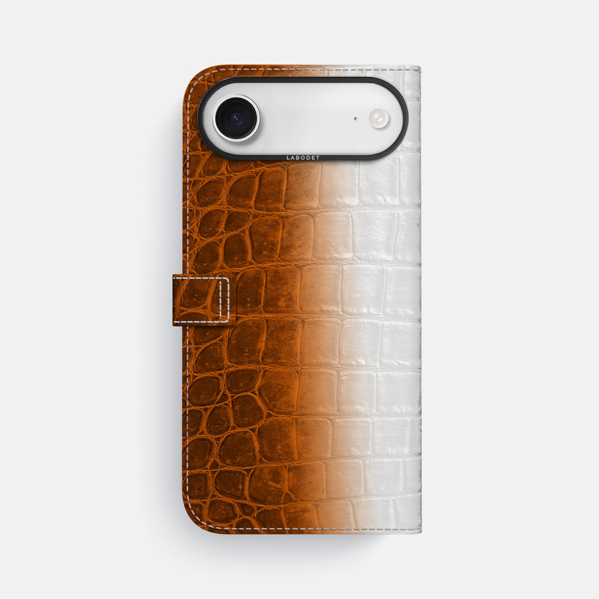 Folio Case with Clasp For iPhone 17 Air In Himalayan Crocodile -3 | Orange-Black