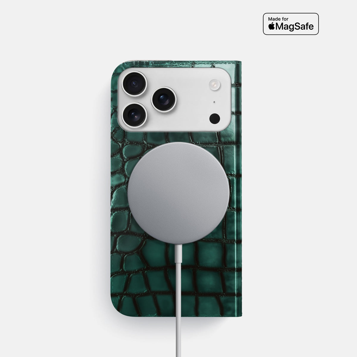 Folio Slim Case For iPhone 18 Pro In Patina Alligator -3 | Green