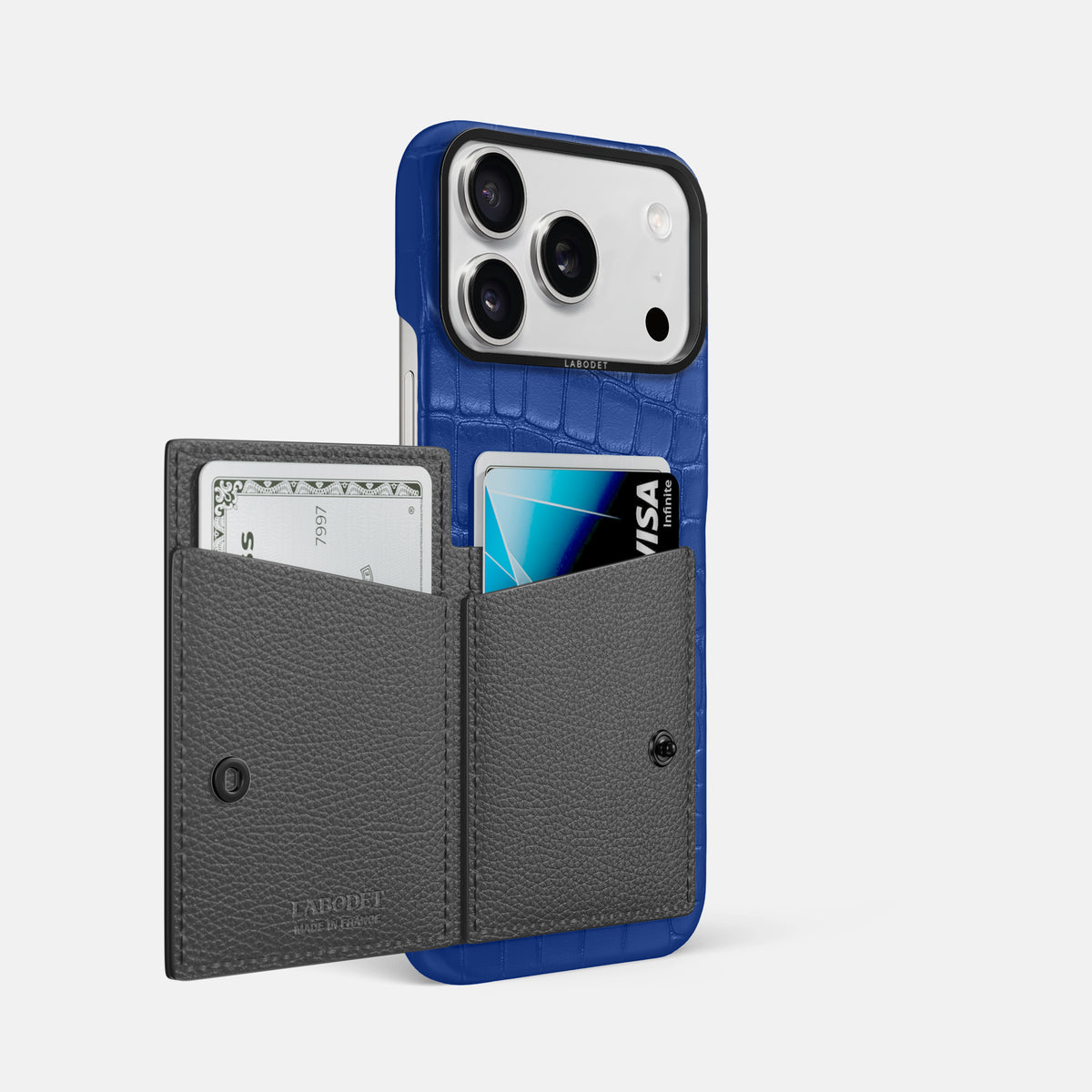 Bi-Fold Case For iPhone 17 Pro Max In Alligator -2 | Royal-Blue-Black