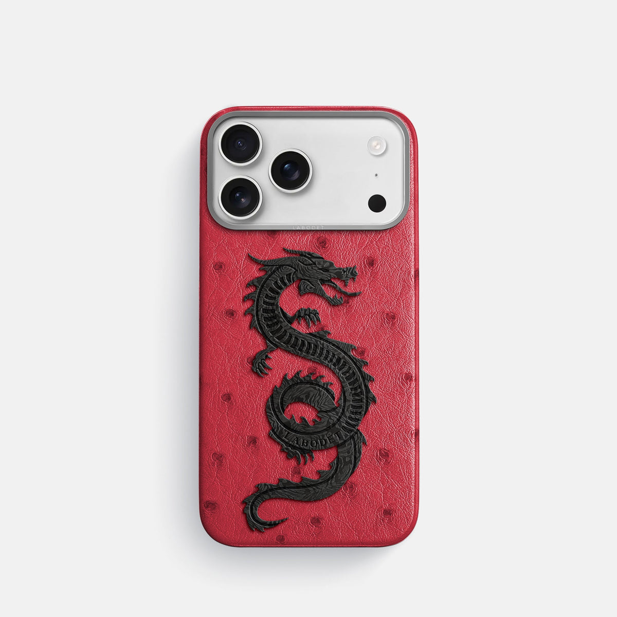 Classic Case With Carbon Dragon For iPhone 18 Pro In Ostrich -1 | Red-Steel