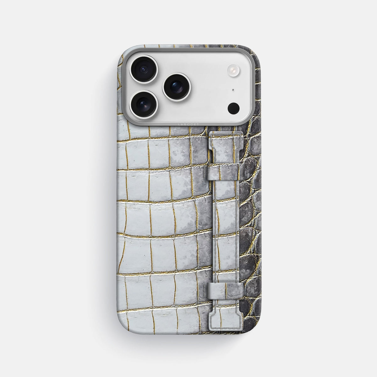 Handle Case For iPhone 18 Pro Max In Himalayan Crocodile -1 | Gold-Steel