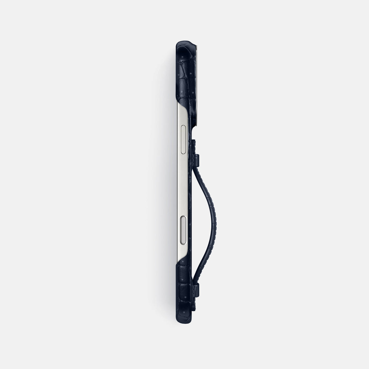 Center Handle For iPhone 18 Pro Max In Porosus Crocodile -2 | Deep-Blue-Sea-Steel