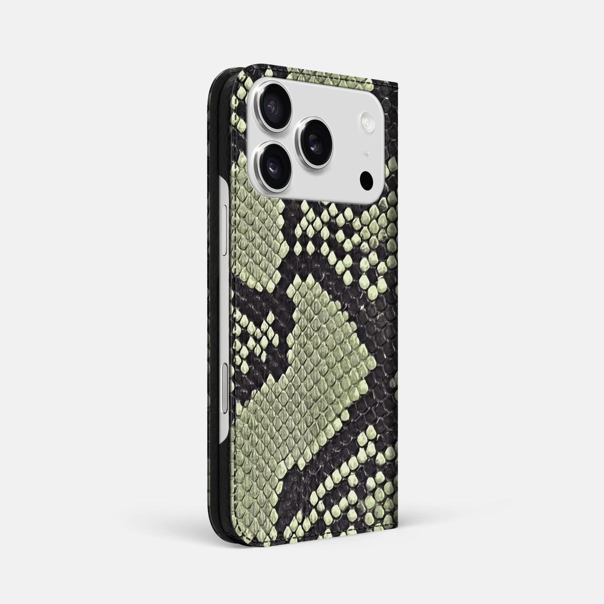 Folio Slim Case For iPhone 18 Pro Max In Deluxe Python -1 | Army-Green