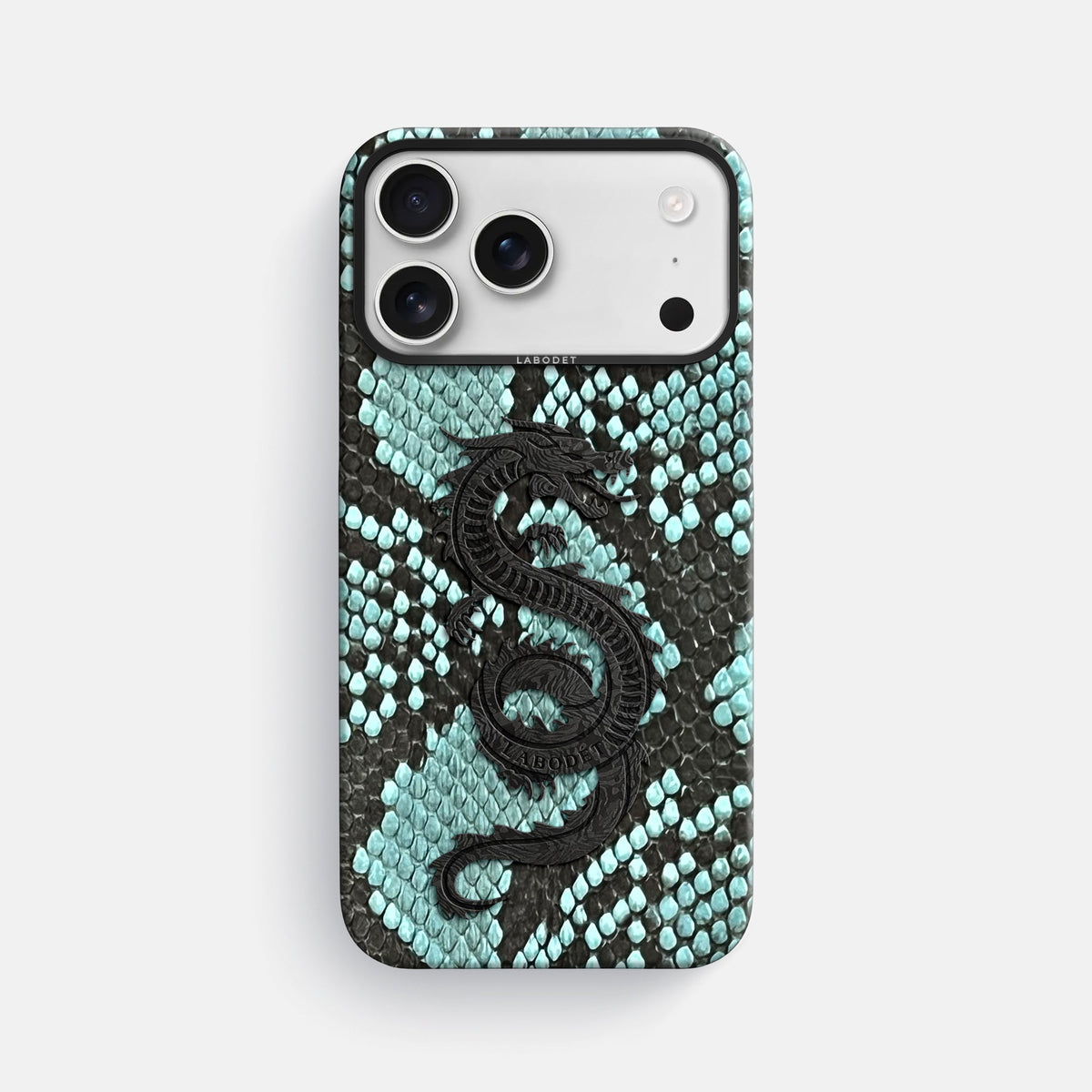 Classic Case With Carbon Dragon For iPhone 18 Pro Max In Deluxe Python -1 | Blue-Lagoon-Black