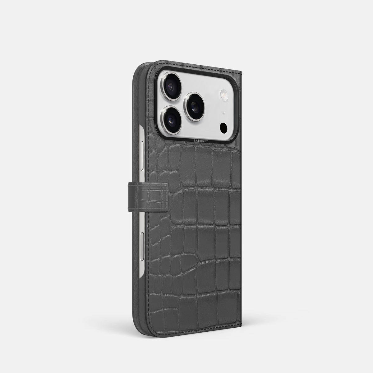 Folio Case with Clasp For iPhone 17 Pro In Alligator -1 | Grey-Black