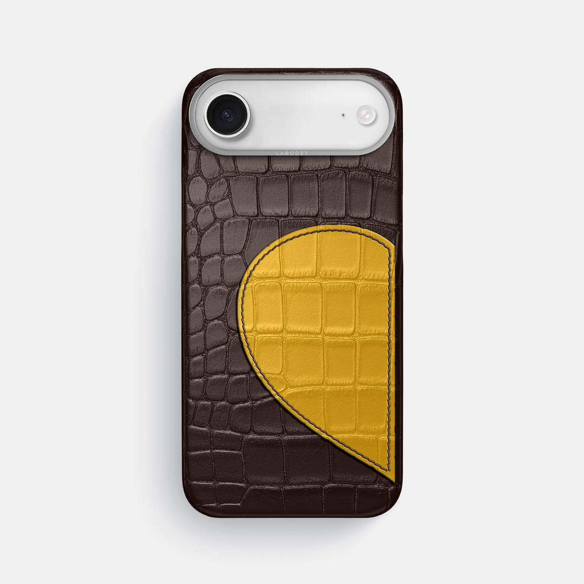 Classic Case With Half Heart - Left For iPhone 17 Air In Alligator -1 | Dark-Brown-Steel