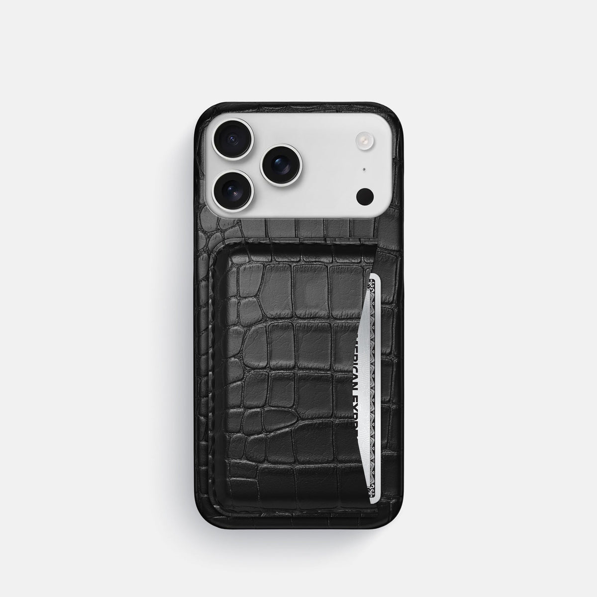 Slim Card Case For iPhone 18 Pro In Alligator -1 | Black