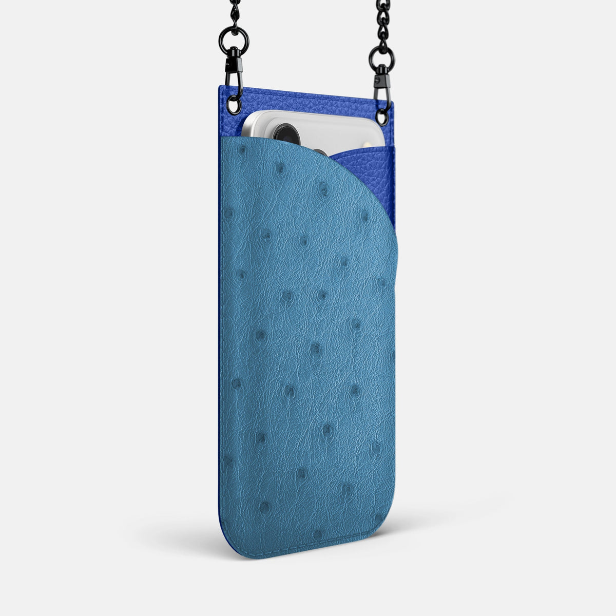 Crossbody Bag For iPhone 18 Pro Max In Ostrich -2 | Blue-Jeans-Black