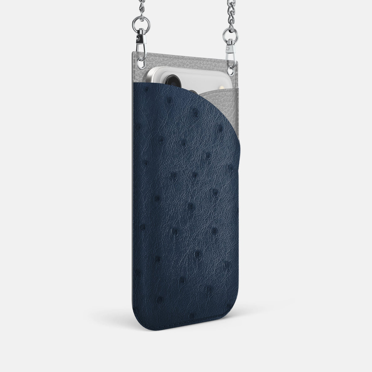 Crossbody Bag For iPhone 18 Pro In Ostrich -2 | Navy-Blue-Steel