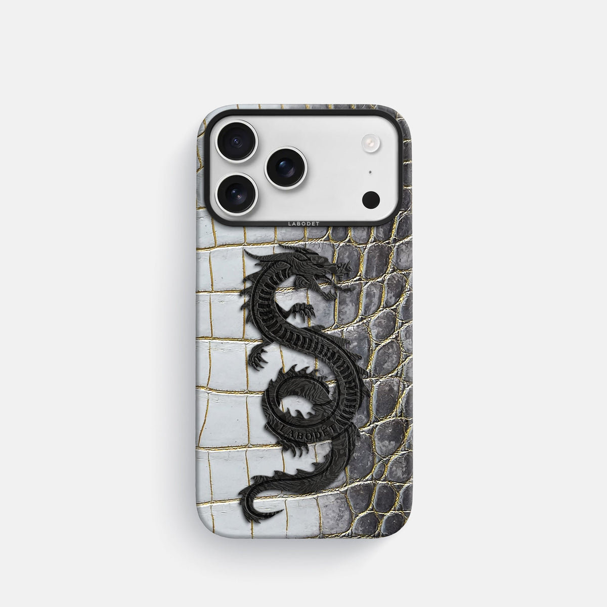 Classic Case With Carbon Dragon For iPhone 18 Pro In Himalayan Crocodile -1 | Gold-Black