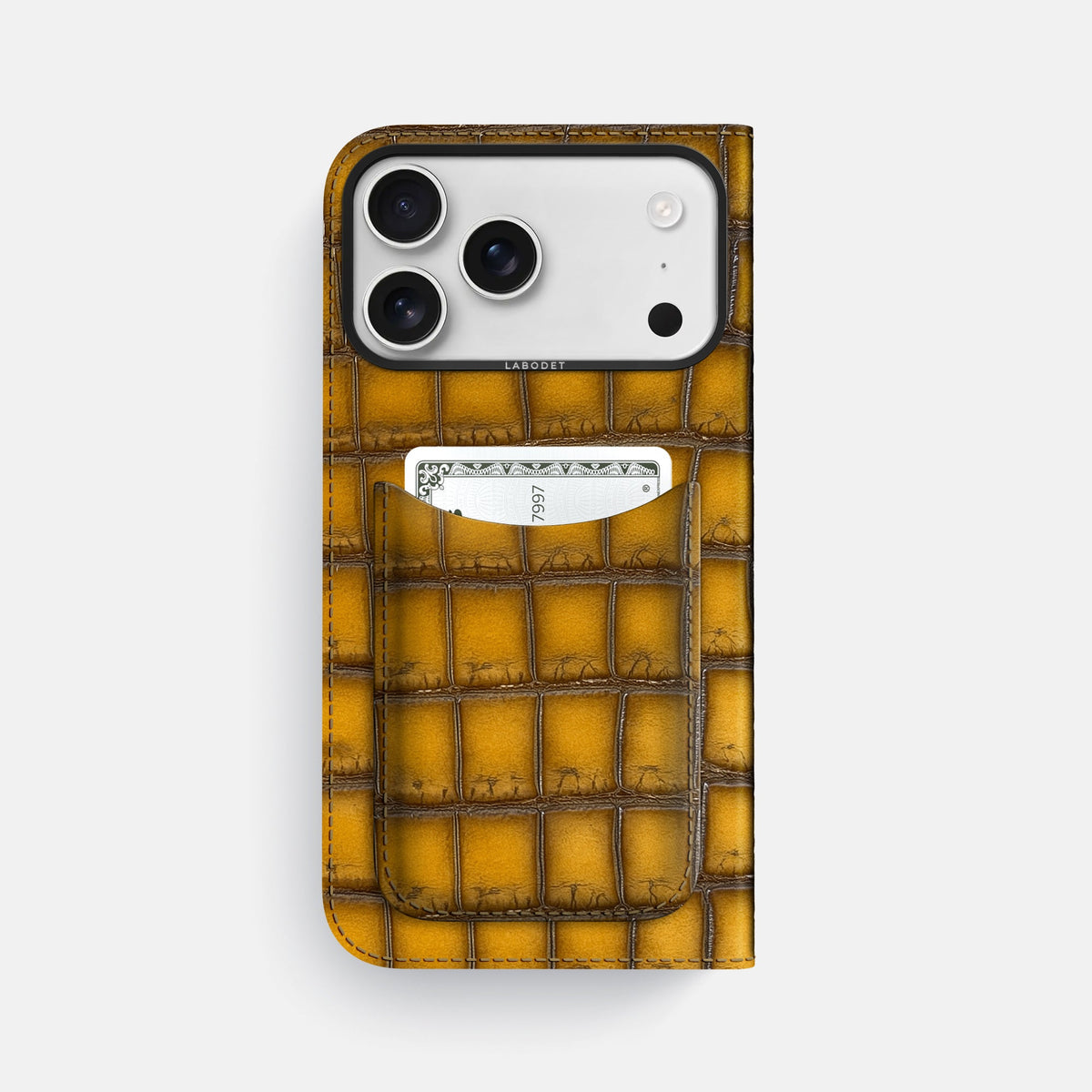 Folio Case with Card For iPhone 18 Pro Max In Patina Alligator -3 | Sydney-Black