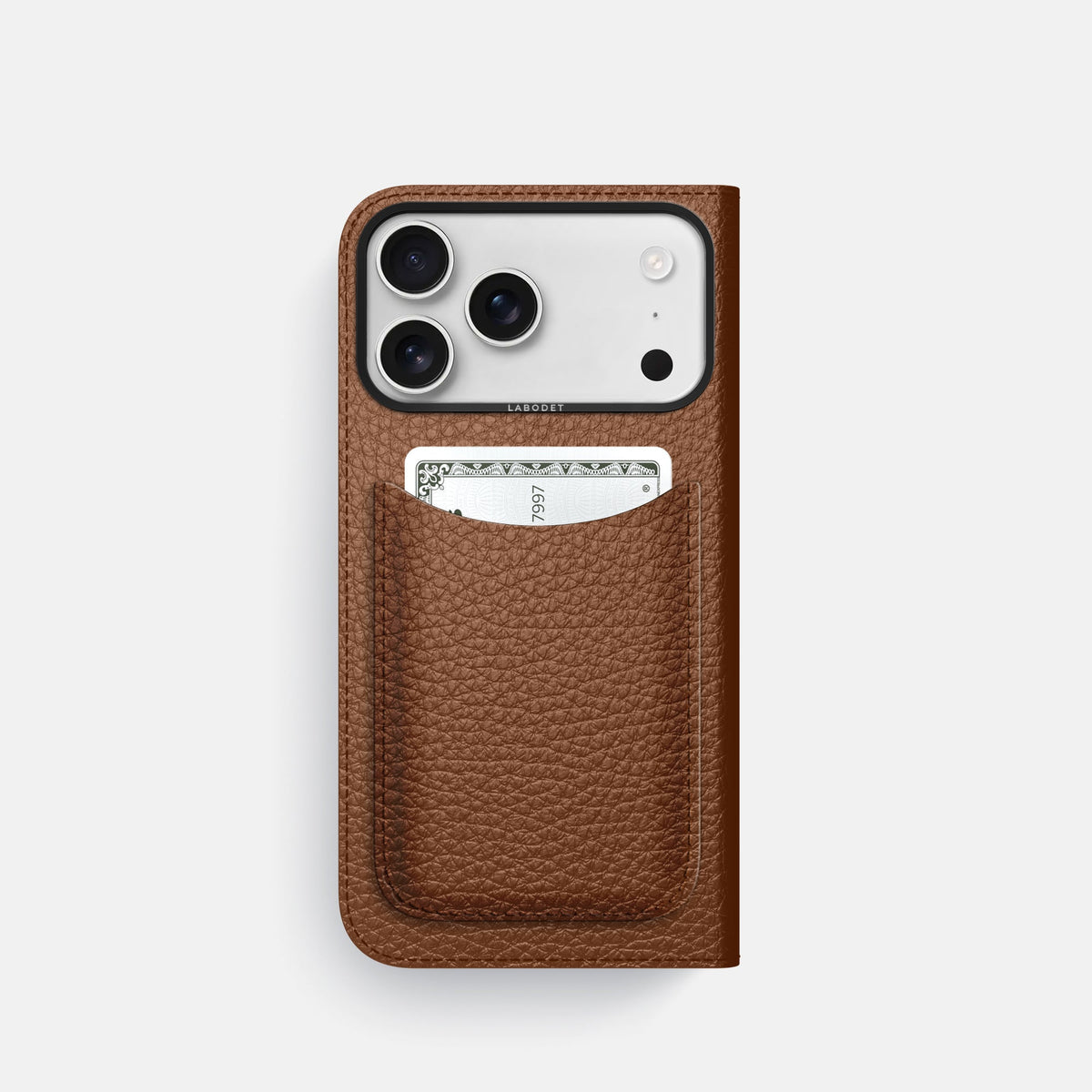 Folio Case with Card For iPhone 18 Pro In Calf -3 | Caramel-Black