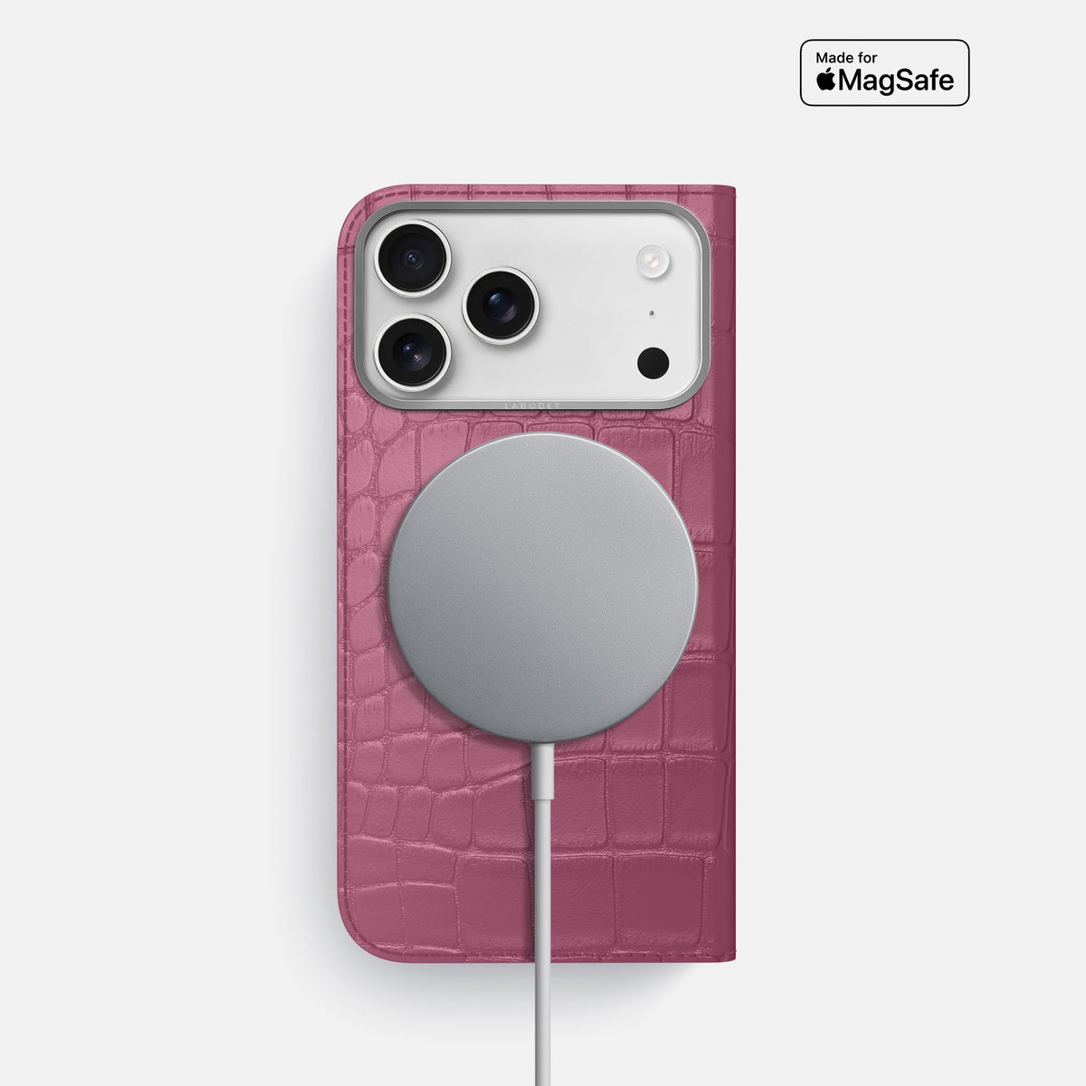 Folio Case For iPhone 18 Pro In Alligator -3 | Pink-Lagoon-Steel