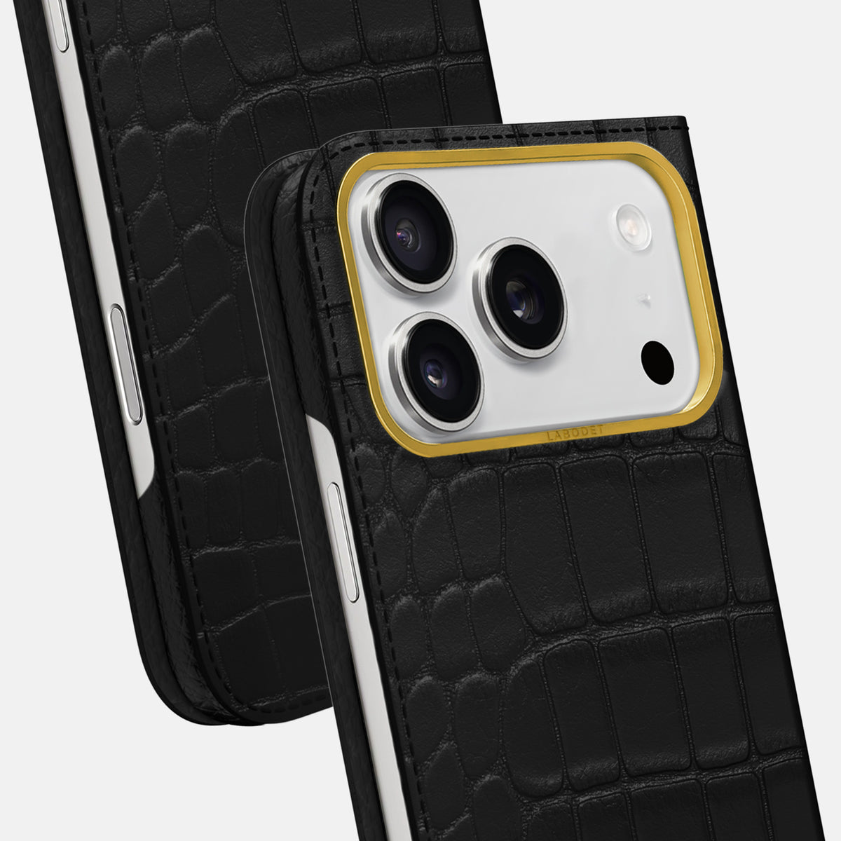 Folio Case For iPhone 17 Pro Max In Alligator -5 | Black-Gold