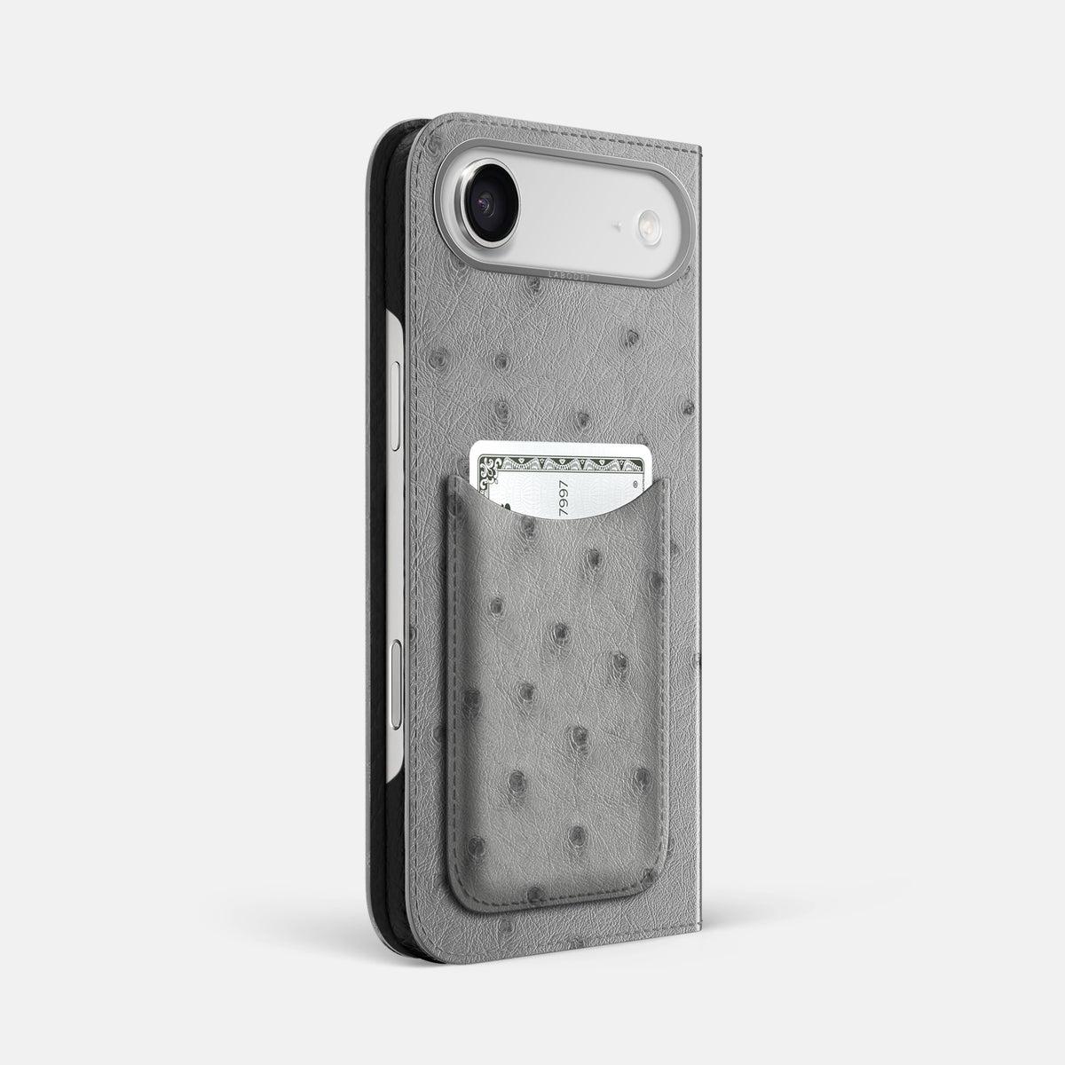 Folio Case with Card For iPhone 17 Air In Ostrich -1 | Silver-Steel