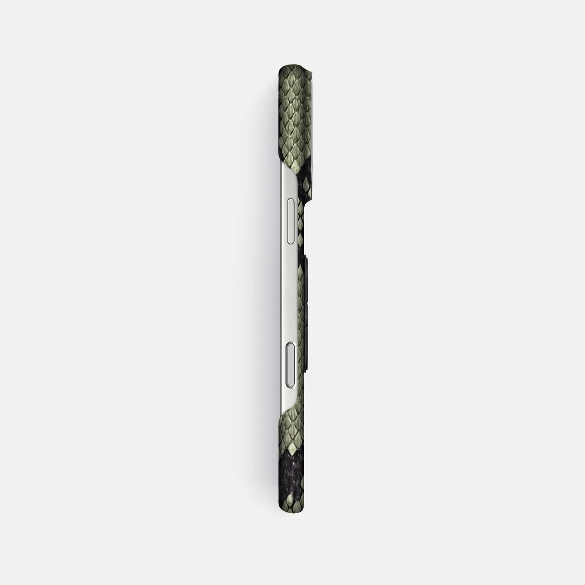 Classic Case With Carbon Skull For iPhone 17 Pro Max In Deluxe Python -3 | Army-Green-Steel