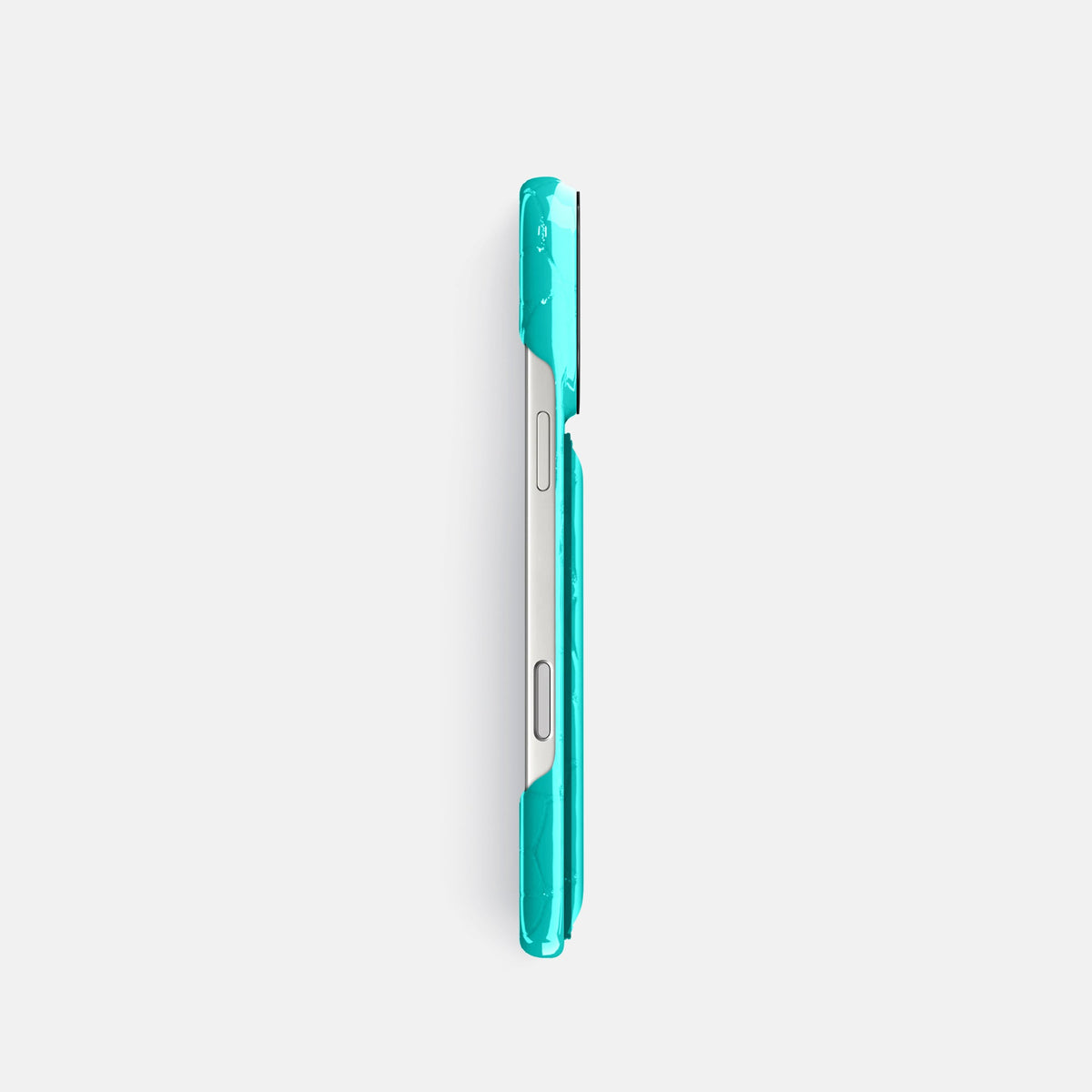 Double Card Case For iPhone 18 Pro In Shiny Alligator -3 | Mint-Black