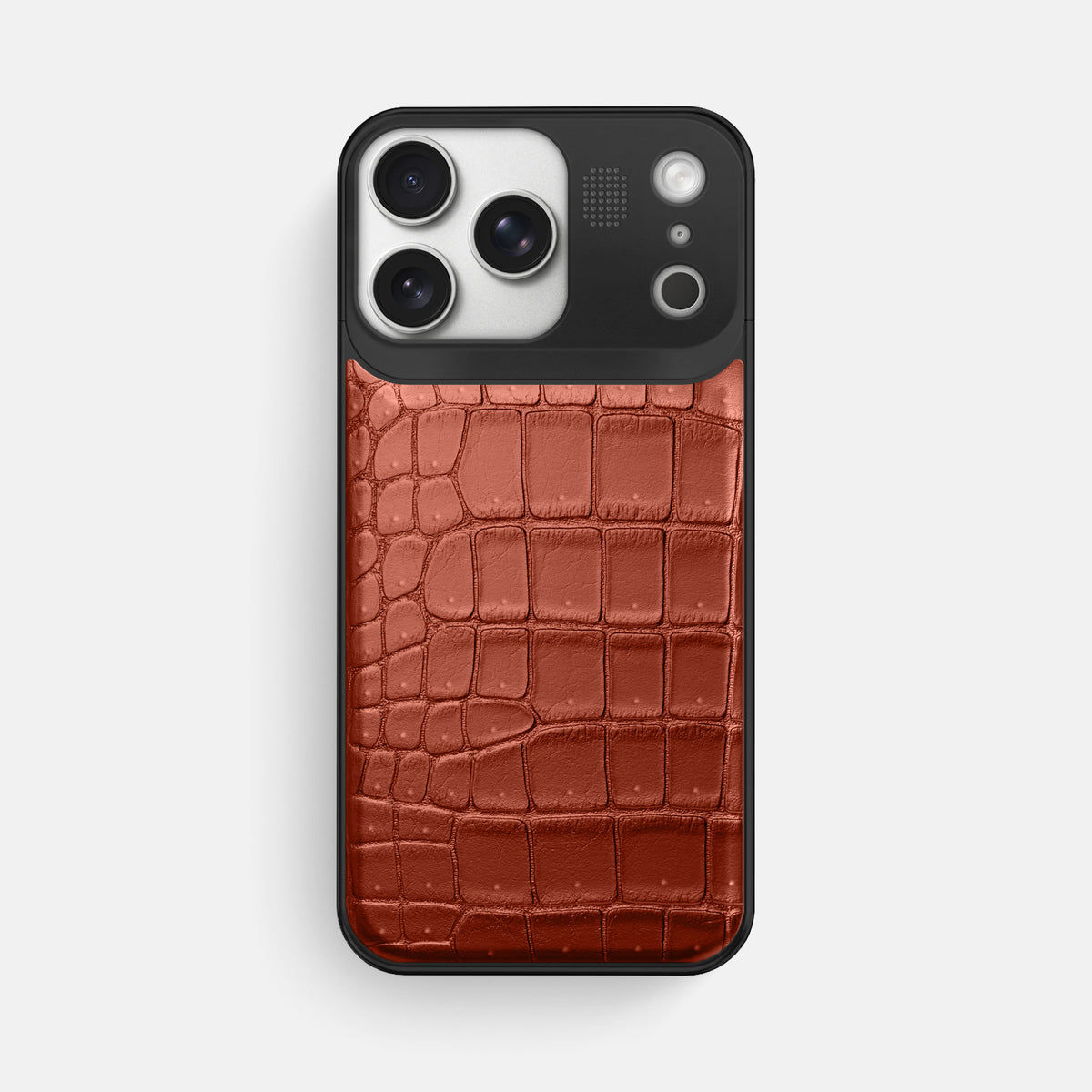 Metal Case For iPhone 17 Pro Max In Porosus Crocodile -1 | Nuts-Black