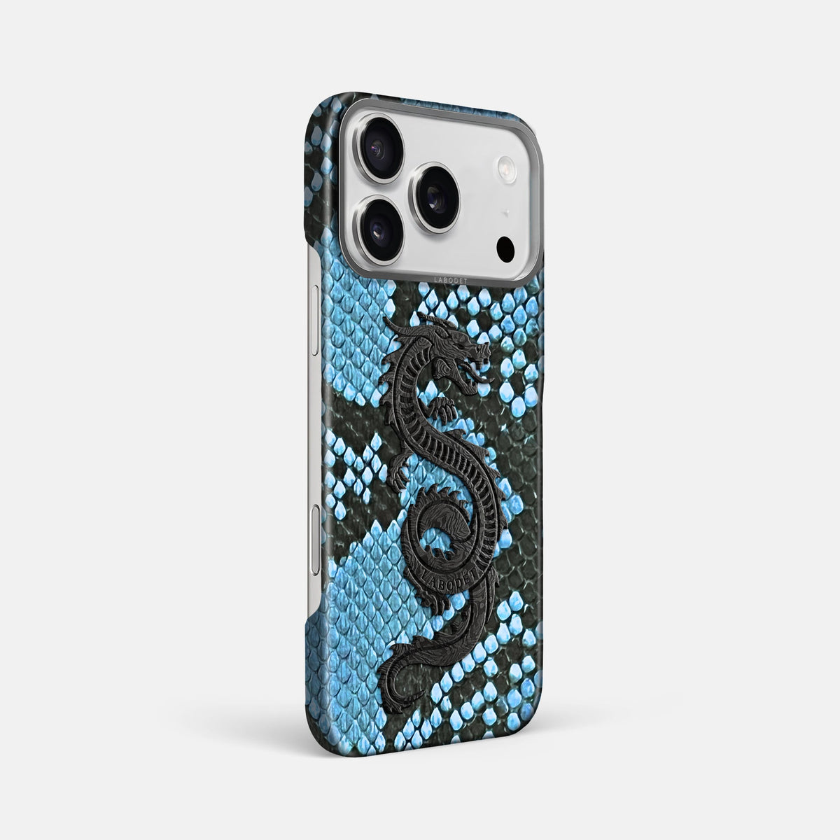 Classic Case With Carbon Dragon For iPhone 18 Pro Max In Deluxe Python -2 | Pacific-Blue-Steel