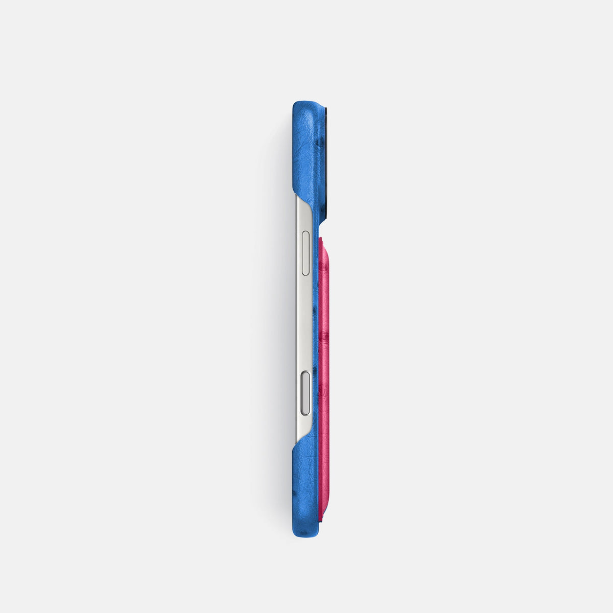 Double Card Case Coloré For iPhone 18 Pro In Ostrich -3 | Royal-Blue-Black