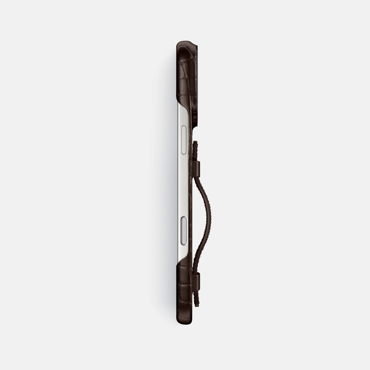 Handle Case For iPhone 17 Pro Max In Alligator -3 | Dark-Brown-Black