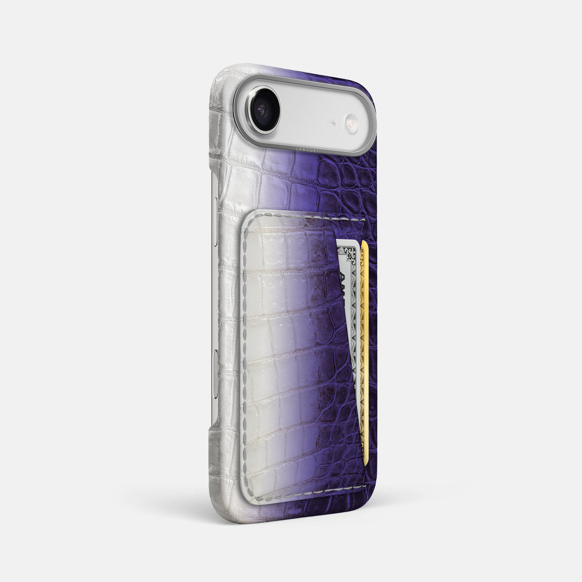 Double Card Case For iPhone 17 Air In Himalayan Crocodile -2 | Purple-Steel