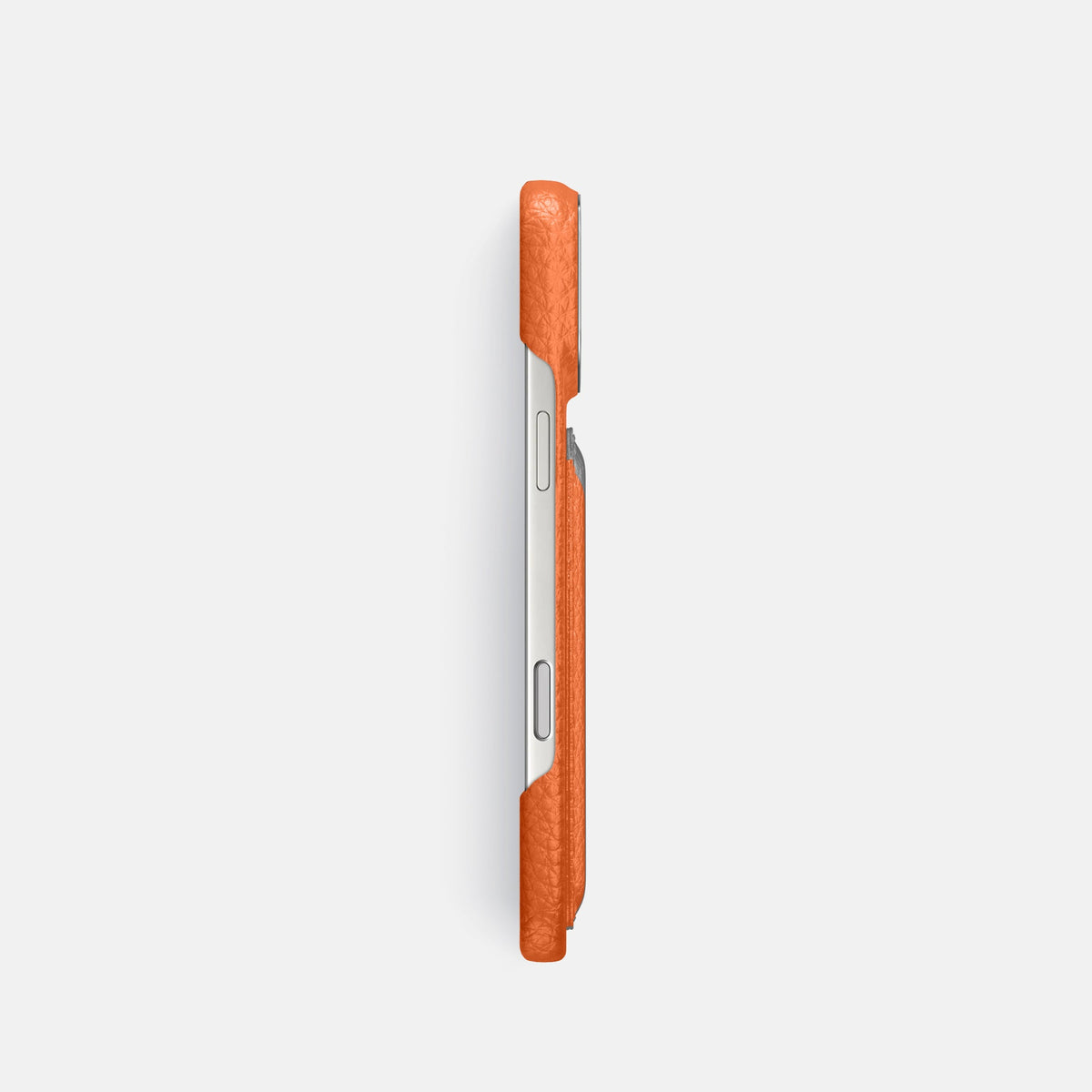 Double Card Case For iPhone 18 Pro In Calf -3 | Orange-Steel