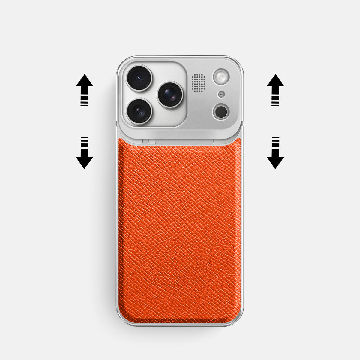 Metal Case For iPhone 17 Pro In Epsom-Style Calf -2 | Orange-Steel