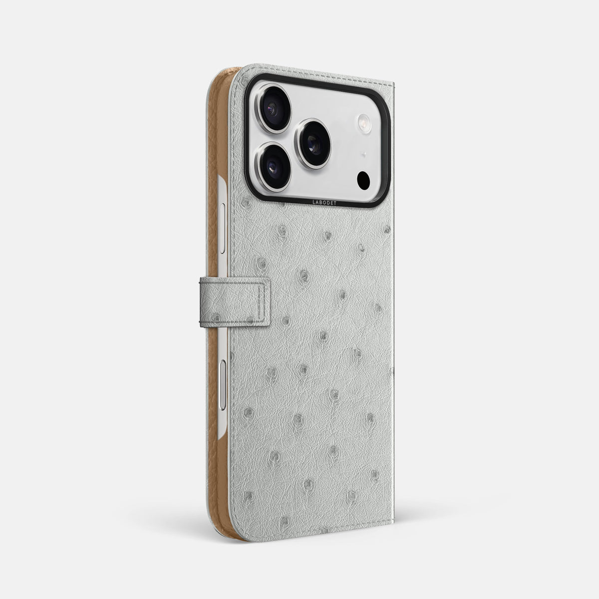 Folio Case with Clasp For iPhone 18 Pro Max In Ostrich -1 | White-Black
