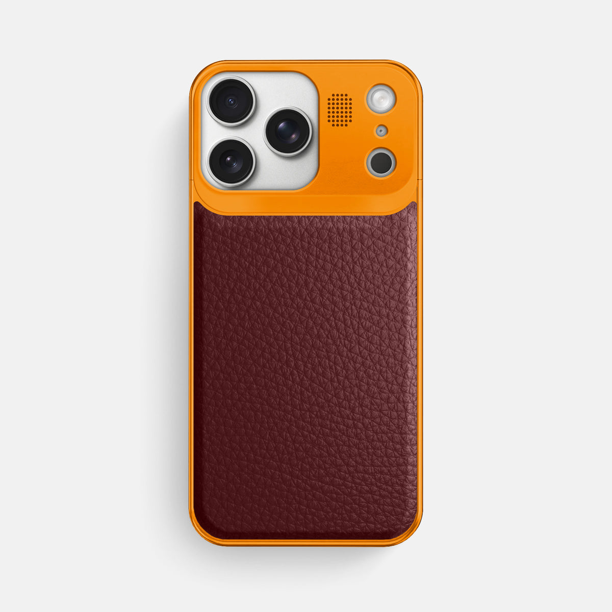 Metal Case For iPhone 17 Pro Max In Calf -1 | Bordeaux-Orange