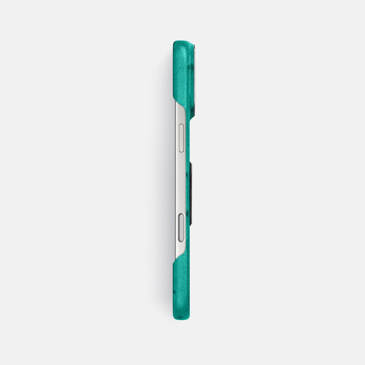 Classic Case With Titanium Skull For iPhone 18 Pro Max In Ostrich -3 | Turquoise-Steel