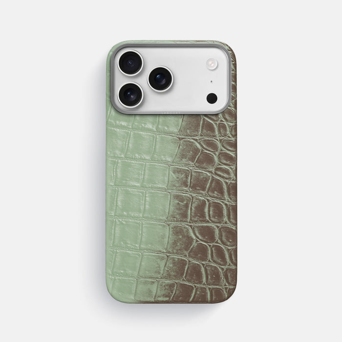 Classic Case For iPhone 17 Pro Max In Himalayan Crocodile -1 | Pistachio-Steel